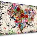 SiGuTie Love Heart Wall Art Canvas Prints Colorful Flowers Painting Bedroom Wall Decor Abstract Floral Pictures for Living Room Bathroom Kitchen Office Home Decoration 24x48 Artwork Easy Hanging