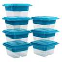 GoodCook EveryWare Food Storage Containers with Lids BPA-Free Plastic Lunch Cube Set Perfect for Food Prep & Meal Packing 2-Compartment Leak-Resistant Design Keeps Foods Fresh, 7-Pack, Blue