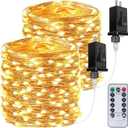 2Pack Each 66Ft 200LED Christmas Fairy Lights Plug in with Remote, Waterproof Twinkle Lights Outdoor Indoor, String Lights 8 Modes with Timer for Girl's Room Garden Christmas Decorations (Warm White)