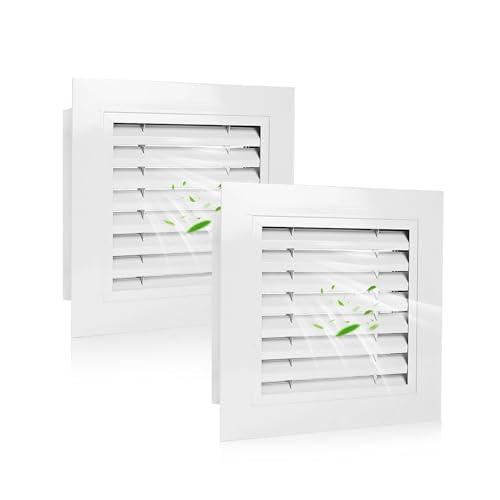2pcs 14" x 14" Premium Aluminum Gable Vents with Screen, Paintable Design -Ideal for Attic and Shed Ventilation, Vent Opening 12"x12"(White 14" x 14"-2 Pack)