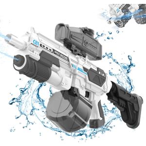 Electric Water Gun with 1350CC Large Capacity, 32FT Long Range Auto Suction Water Guns for Adults, Squirt Gun Water Blasters for Kids Adults Beach Pool Outdoor Party Water Toys Gift White