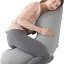 BATTOP Pregnancy Pillows for Sleeping,Maternity Pillow with Cooling Cover,Support for Belly,HIPS, Legs,Pregnancy Must Haves,Side Sleeper Body Pillow