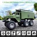 GoolRC RC Military Truck, 1:16 Scale 6WD Remote Control Car, Off-Road RC Truck with LED Light and 2 Batteries, All Terrain Army Transport Vehicle for Adults