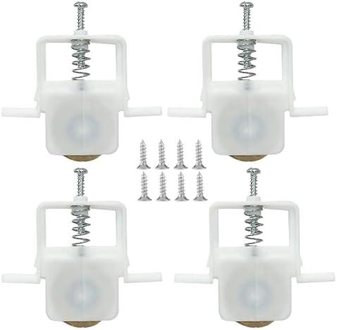 4-Pack Sliding Screen Door Rollers Replacements Hardware with Spring-Loaded Design, White Plastic Housing, Steel Ball Bearing, 1 inch Diameter Replaces B 691 and B 695 Used on Both Top and Bottom