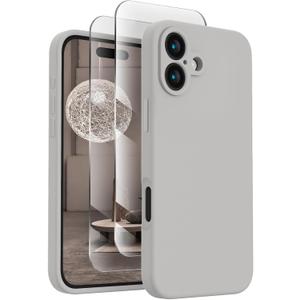 FireNova Designed for iPhone 16 Case, Silicone Upgraded [Camera Protection] Phone Case, Soft Anti-Scratch Microfiber Lining Inside, 6.1 inch, Natural Titanium