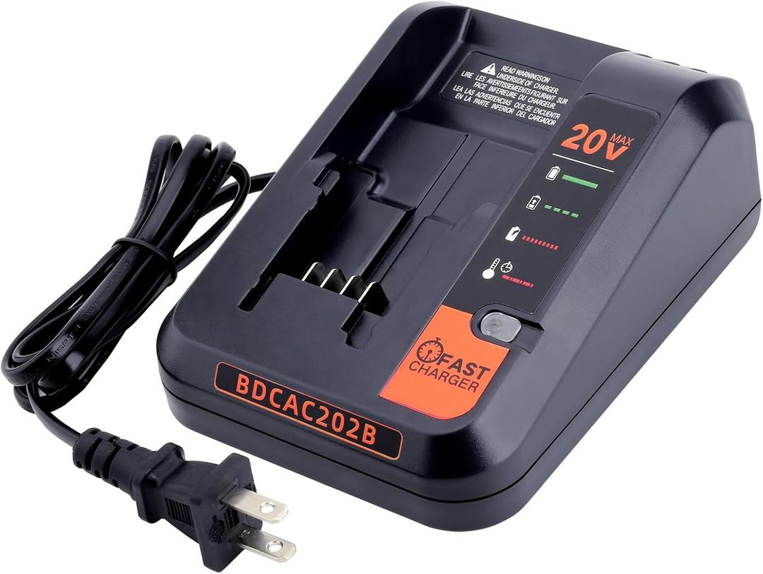BDCAC202B Fast Charger Compatible with Black and Decker 12V 20V Max Lithium Battery Charger, Compatible with Black & Decker 20V Battery LBXR20 LBXR2020 LBX4020 LBX20