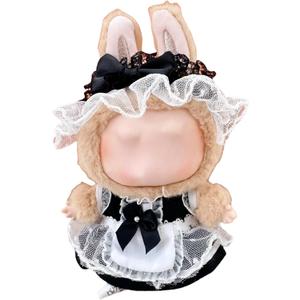 2 x Cute Doll Clothes (No Doll), 17cm Doll Outfit Fashion Overalls Set Dress Up Clothes Handcrafted Accessories Stylish (Colour F)