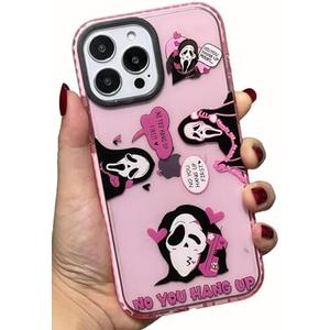 Cute Skull Skeleton Case for iPhone 13 Pro 6.1 inch, Scream Horror Movie Printed, Soft TPU Clear Kawaii Shockproof Cover for Women Girls Cool Funny Cartoon Halloween Phone Cases for iPhone 13 Pro