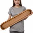 SwallowLiving Rustic Hand Carved Decorative Wood Dough Bowl, Approx 30-Inch Large Bread-Shaped Centerpiece, Long Wooden Bowl for Home Decor (Brown)