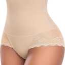 Werena Tummy Control Shapewear Panties for Women High Waist Body Shaper Underwear Lace Shaping Girdle Briefs (X-Large)