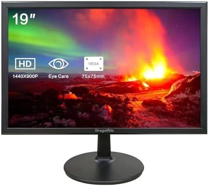 17 Inch PC Desktop Monitor 1440x900, Dual Built-in Speakers, 60Hz, 5ms, Computer Display Low-Blue Light LED Monitors, HDMI, VGA, VESA Mountable Business Screen, Black