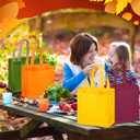 Wesnoy 18 Pcs 36 Pcs Thanksgiving Non Woven Fall Gift Bags with Handles Reusable Party Favor Goodie Bags Bulk, Autumn Rainbow Color Tote for Women Wedding Birthday Bridal Shower Decoration (Orange)