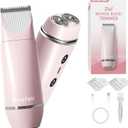 Bikini Trimmer for Women, 2 in 1 Electric Razors for Women Electric Shaver, IPX7 Waterproof Body Hair Trimmer Shaver,Replaceable Lady Facial Razor Bikini Trimmer for Legs Private (Pink)