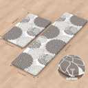 Anti Fatigue Kitchen Mats, Non Slip Boho Dahlia Kitchen Rugs Sets 2 Piece, Waterproof Farmhouse Kitchen Mat for Floor, Cushioned Standing Mat for Office, Laundry, Sink, Desk, Grey
