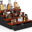 Cologne Organizer for Men, 4 Tier Perfume Stand, Cologne Shelf with Drawer and Hidden Compartment Perfume Display Holder, A Gift for Men