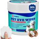 Dog Eye Wipes for Tear Stain Remover  120 Pet Eye Wipes with Herbal Complex, Dual-Texture Pads for Dogs & Cats, Clean Discharge & Crust, Soothe Eyes, Biodegradable, Vet-Approved, Coconut-Scented