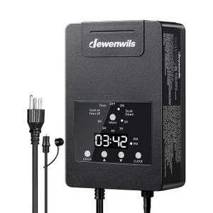 DEWENWILS 120W Low Voltage Transformer with Photocell Sensor & Timer, 120V AC to 12V DC, Weatherproof Landscape Lighting Transformer for Spotlights, Garden Lights, Steplight, Billboard