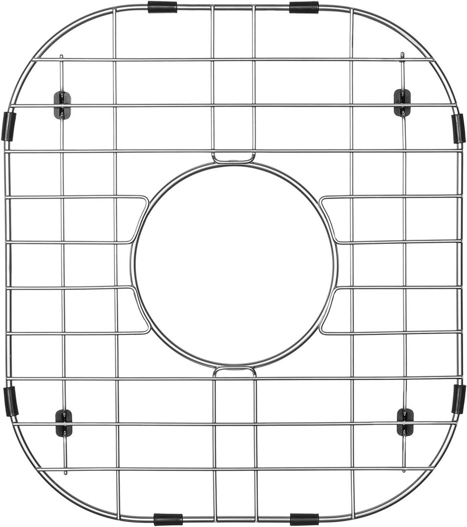 Serene Valley Sink Protector Grid 11-11/16" x 13-3/16", Centered Drain with Corner Radius 3-1/2", 304 Stainless Steel Material NLW1311C