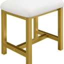 Small Vanity Stool, Cute Vanity Stools with Cushion, White Gold Makeup Vanity Chair for Small Spaces, Living Room, Bedroom, Bathroom, Entryway, Ottoman Foot Rest for Couch Sillas Modern