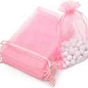 Akstore 100PCS 4x6inch (10x15cm) Drawstring Organza Jewelry Favor Pouches Wedding Party Festival Gift Bags Candy Bags (Pink)