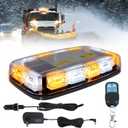 Wireless Rechargeable LED Rooftop Beacon Strobe Lights,48LED 17 Flashing Modes,Hi/Lo Brightness,Amber White Emergency Hazard Warning Light with Home/Car Charger for Trucks Vehicles-1 Pack
