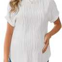 FMEYOA Womens Maternity Shirts Casual Textured Short Sleeve Crew Neck Spring Summer Pregnancy Tops Size M, White