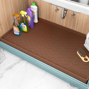 TigeJoy 28" x 19" Under Sink Mats for Kitchen Waterproof, Leak-Proof Silicone Mat Sink Protector and Cabinet Liner, Kitchen Essentials Organizer and Storage, Boot or Shoe Tray, Pet Feeding Mat