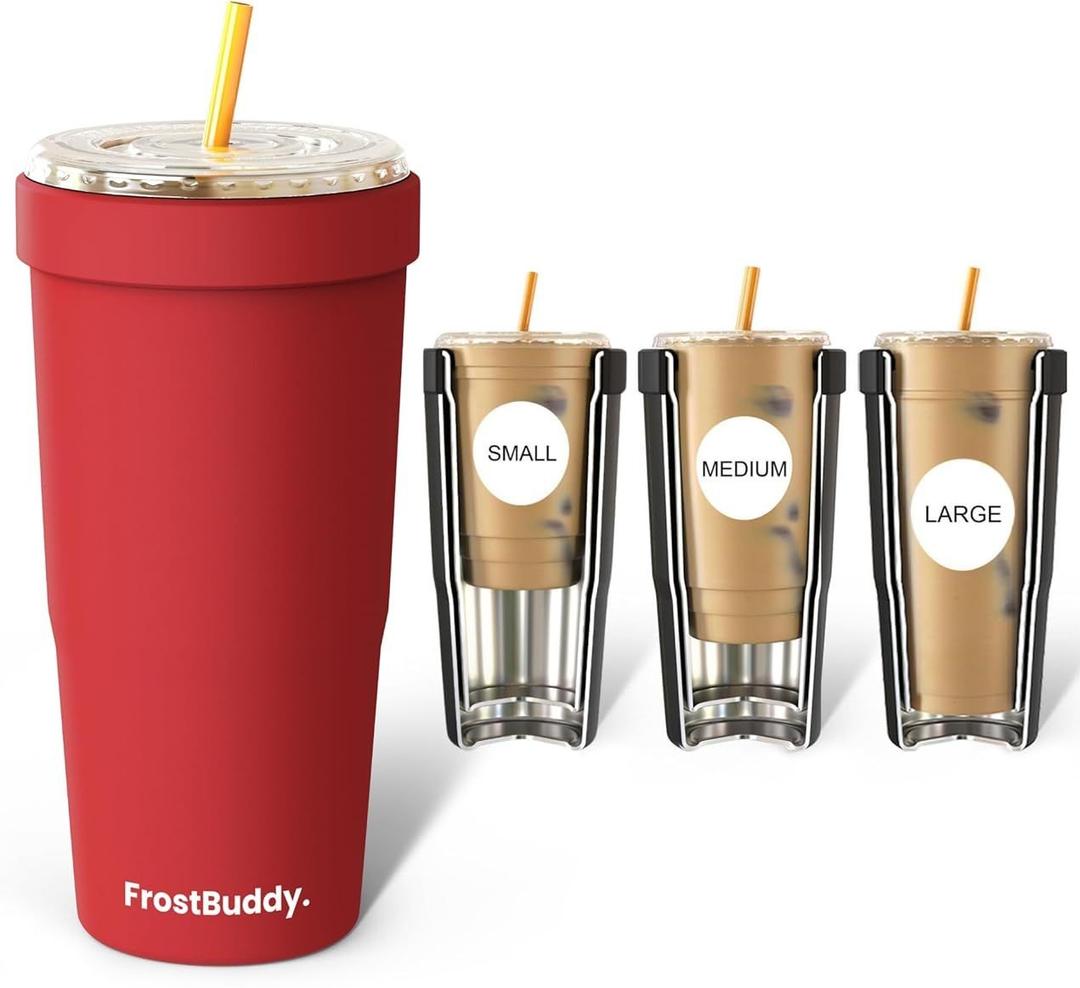 Frost Buddy Togo Buddy | 30 oz Stainless Steel Vacuum Insulated Tumbler | To Go Coffee Cup  Iced Coffee Cups, Iced Coffee Sleeve, Travel Mug, Thermal Cup for Hot & Cold Drinks, Dunkin Cup (Crimson)