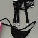 ohyeahlady Lace Garter Belt for Women Sexy Suspender Belt with 4 Meatal Clip Adjustable Garter Lingerie for Thingh Highs (XSmall-Small, 1pcs-black(only Garter Belt))