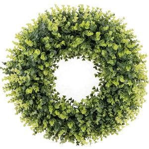 Spring Summer Boxwoods Green Wreath for Front Door Decor, 20In Greenery Wreath All Seasons Artificial Wreaths for Wall Window Porch Home Farmhouse St Patricks Day Indoor Outdoor Decoration (20 inches)