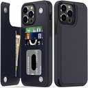 BEMAL for iPhone 13 Pro Max Wallet Case, Luxury Flip Folio Leather Kickstand with Fashion Designs for Men Women Girls, Card Slots Protective Phone Cover for 6.7" Blue