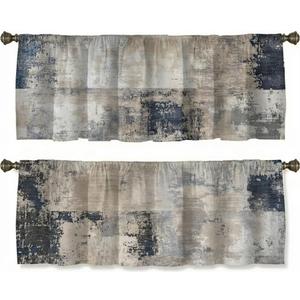 Abstract Gray Textured Valance, Modern Unisex Art, for Window décor, Farmhouse Style Rod Pocket Valance, Suitable for Bathroom, Bedroom, Living Room, 54 x 18 inches.