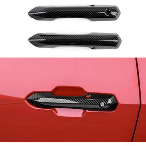 ABS Exterior Side Door Handles Decoration Trim Cover Accessories for 2024 2025 2026 Ford Mustang (Carbon Fiber Style)