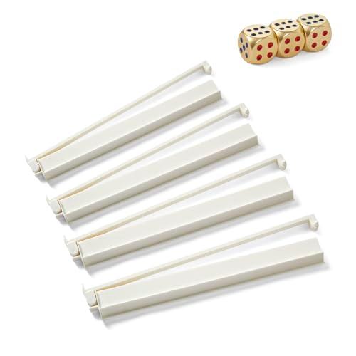 TAIKULA Mahjong Racks with Pushers, Clear Acrylic American Majiang Tile Racks, Enhanced Mah Jongg Tile Holders Set of 4 with 3 Goldern Dics (Beige White)