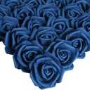 IPOPU Artificial Roses Flowers Heads, 100 Pcs Navy Blue Foam Fake Roses Bulk 3inch Stemless Faux Flowers for DIY Wedding Bouquets, Crafts, Wall Decor,Bridal Shower Party Home Decor(Navy Blue)
