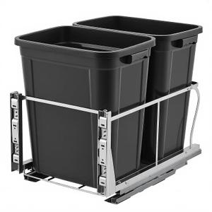 2 x 10 Gal Pull Out Trash Can Under Cabinet, Under Sink Garbage Bin Kit with Soft-Close Slides, Recycling and Waste Combo for Kitchen, Laundry | Requires Minimum Cabinet Opening 18" W x 24" D