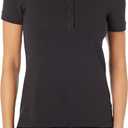 Amazon Essentials Women's Short-Sleeve Polo Shirt (X-Large, Black)
