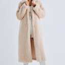 Women Faux Fur Winter Coats Open Front Long Cardigan Coat Warm Women's Fuzzy Fleece Jacket Overcoat Outwear with Pocket S-XXL (Apricot)