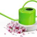 Plexon Long Spout Watering Can Indoor Plants, 40 oz Small Watering Can Pot Metal for Garden Flowers House Plants Mini, Powder Coated, for Mom Girlfriend Daughter, Green