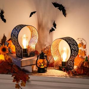 JHY DESIGN Set of 2 Decor Cordless Wall Sconces Battery Operated Table Lamps 7" H Metal Cage Wall Mount Lamps with 6-Hour Timer for Home Living Room Bedroom Hallway Stairway (Black)