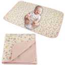 Baby Diaper Changing Pad, 19.7"x25.6" Waterproof Changing Pad Liners with 100% Muslin Cotton Front Top and Leather Back, Soft and Absorbent Portable Changing Mat for Travel, Changing Station (Pink Flowers)
