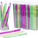 100Packs Plastic Straws Disposable Individually Wrapped 0.43in Big Width Bendable Flexible Drinking Straws for Thicker Beverage or Spureed soups or Smoothies or Think milkshakes (large diameter hole)