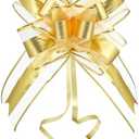 WEWILUCK Gold Bows for Gifts, Large Pull Bow for Gift Wrapping, Christmas, New Year, Birthday, Weddings, Baby Showers, Graduations, Valentine's Day(8 inches, 10 PCS) 2Pack