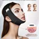 V-Line Sculpting Face Mask Silicone Chin Strap for Jawline Tightening & Double Chin Reduction (23-27 Inches) Black