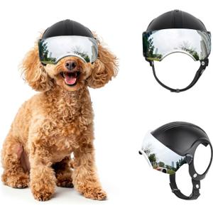 Enjoying Dog Helmet with Silver Lens and Ear Holes, Pet Motorcycle Helmet Dog Hats for 16.5-27.5lbs Small Dogs Cycling/Driving/Walking Enjoying Dog Helmet with Silver Lens and Ear Holes, Pet Motorcycle Helmet Dog Hats for 16.5-27.5lbs Small Dogs Cycling/Driving/Walking