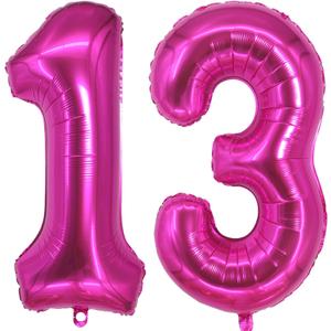 13 Balloon Number Hot Pink 13 Foil Mylar Jumbo Giant Big Large 31 Balloons Number Sweet 13th 31st Birthday Party Anniversary Decorations Supplies for Girl Women Balloon 40 Inch (D2hotpink13)