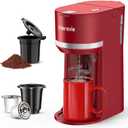 Single Serve Coffee Maker Machine for K-Cup and Ground Coffee, 6 to 12 oz. Brew Sizes, Fast Brew Single Cup Coffee Machine with Descaling Reminder and Water Window, Perfect for Small Spaces, Red