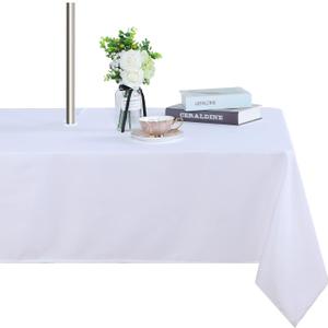Fitable Table Cover Outdoor and Indoor Tablecloth - Washable Waterproof Wrinkle Free Table Cloth with Zipper and Umbrella Hole for Spring/Summer/Party/Picnic/BBQS/Patio White 60x84 inch
