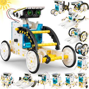 STEM 13-in-1 Solar Power Robots Creation Toy, Educational Experiment DIY Robotics Kit, Science Toy Solar Powered Building Robotics Set Age 8-12 for Boys Girls Kids Teens to Build, White1