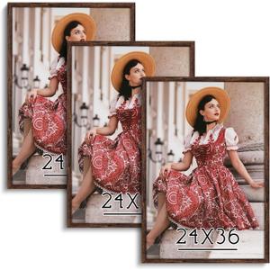 Dark Brown 24x36 Frame Set of 3 - Rustic Woodgrain 24 x 36 Poster Frame with Plexiglass for Wall Gallery Display, 24x36 Picture Frame for Puzzles, Artwork, Photos and Posters - Ideal Christmas Day Dark Brown 24x36 Frame Set of 3 - Rustic Woodgrain 24 x 36 Poster Frame with Plexiglass for Wall Gallery Display, 24x36 Picture Frame for Puzzles, Artwork, Photos and Posters - Ideal Christmas Day